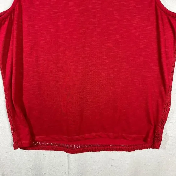 CJ Banks Womens Vest Sleeveless Lace Outer Blouse Red Pullover Plus Size 2X - Picture 10 of 14